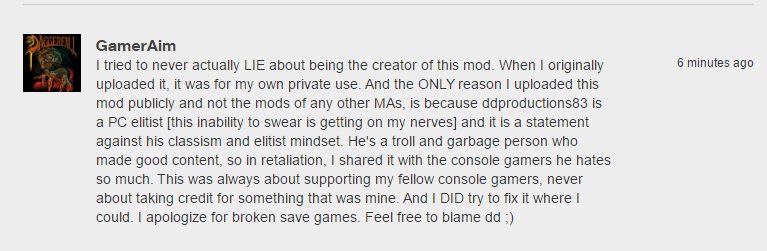 GamerAim response on stealing a mod created by someone else